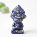 Blue resin and crystal monkey king meditation statue with natural lapis lazuli texture - Lapis Lazuli