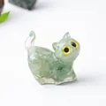 Figurine chat vert clair avec incrustation de pierres naturelles pour décoration - Aventurine Verte
