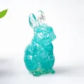 Figurine lapin moderne en résine bleu lagon avec texture de glace pour décor de table - Style ① Aigue-marine