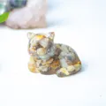 Miniature resin cat figurine with tortoiseshell texture for desktop decoration - Crazy Agate