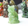 Handcrafted light green resin cat figurine with natural aventurine stone texture - Green Aventurine
