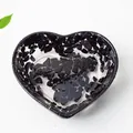 Cuenco de resina con forma de corazón y cristales negros para joyas y decoración hogar - Obsidiana