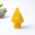 Artistic amber yellow resin Christmas tree tabletop ornament with textured finish - Citrine