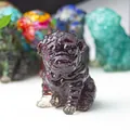 Artistic deep purple resin pug puppy figurine with detailed wrinkled skin texture - Garnet