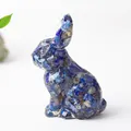 Lapis lazuli rabbit figurine made of crystal resin for luxury desk decoration - Lapis Lazuli