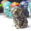 Artistic resin shar-pei dog figurine with dark green mineral texture finish - Dragon Blood Stone