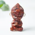 Deep red resin monkey king ornament in a meditative sitting pose for desk decor - Red Jasper