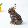 Standing rabbit figurine in transparent resin with Tiger Eye stone chips texture - Tiger's Eye