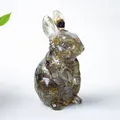Sculpture lapin moderne en résine avec texture cristal ambre pour déco de bureau - Style ① Noir Allongé