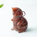 Statuina topo in resina con cristalli di diaspro rosso per decorazione - diaspro rosso