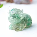 Artistic green translucent crystal highland cow figurine for rustic home office desk decor - Green Aventurine