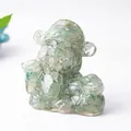 Fortune God figurine made of natural green crystal stones and resin for home decor - Green Aventurine