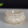 Bol en résine translucide avec motif de roses en relief et style de bassin à trésor - 6x6x3cm / Cristal blanc