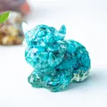 Resin highland cow figurine with embedded turquoise crystal stones for home decor - Turquoise