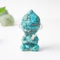 Artistic Sun Wukong resin figurine with turquoise marble texture in a peaceful seated pose - Turquoise