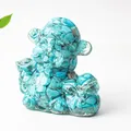 Fortune God ornament crafted with turquoise natural crystal resin for home decor - Turquoise