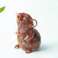 Statuetta topo in resina con pietre di agata rossa per decorazione tavolo - Agata rossa