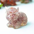 Pink translucent resin Highland Cow figurine with strawberry crystal texture detail - Strawberry Quartz