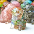 Shar Pei dog statue made of colorful resin shards with a transparent crystal finish - Colorful Cat Eye
