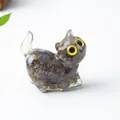 Figurine de chat faite main avec cristaux brun foncé dans un corps en résine - Labradorite Noire