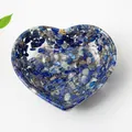 Cuenco de corazón de resina lapislázuli con fragmentos de cristal azul profundo - Lapislázuli