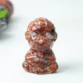 Zen monkey statue made of resin and natural colorful crystals for desk meditation decor - Red Agate