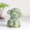 Green crystal resin teddy dog ornament with gold flakes in sitting pose - Green Aventurine