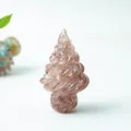 Strawberry quartz crystal Christmas tree ornament with natural inclusions on round base - Strawberry Quartz