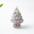 Transparent resin Christmas tree figurine with purple and green crystal stone fragments - Colorful Fluorite