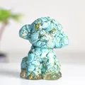 Artistic blue crystal puppy figurine with gold foil accents for home desk decoration - Turquoise
