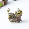 Figurine chat en résine avec pierres unakite, décoration de bureau faite à la main - Unakite