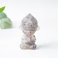 Zen Monkey King crystal ornament in translucent purple and green fluorite material - Colorful Fluorite