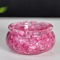 Bol en cristal de résine rose fait main avec une texture de pierre naturelle irrégulière - 6x6x3cm / Rose Foncé