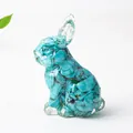 Standing crystal rabbit figurine with green turquoise stones in resin for home decor - Turquoise