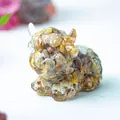 Highland cow figurine with colorful natural crystal stone fill in resin - Crazy Agate