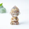 Monkey King amber-style resin statue in sitting pose with natural crystal textures - Crazy Agate