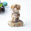 Meditating dog figurine with natural mixed citrine crystals embedded in clear resin - Crazy Agate