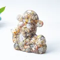 Artistic God of Wealth statue made of natural crystal stones and clear resin - Crazy Agate