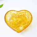Cuenco de resina amarilla con forma de corazón y cristales naturales para decoración - Citrino