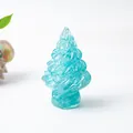 Light blue translucent resin Christmas tree decoration with spiral design and bubbles - Aquamarine