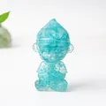 Blue crystal resin Monkey King figurine with translucent finish for desk decor - Aquamarine