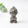 Resin crystal Monkey King figurine with colorful interior and traditional armor details - Ocean Jasper