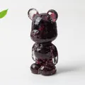 Artistic crystal bear resin ornament filled with deep red natural crystal stone chips - Garnet