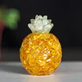 Golden resin pineapple ornament with natural crystal filling and realistic leaf textures - Golden Yellow (LH)
