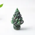 Christmas tree shaped natural ruby zoisite gemstone carving with polished finish - Ruby Zoisite