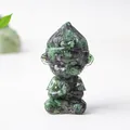 Resin crystal Monkey King Monkey King sculpture in red and green natural stone finish - Ruby Zoisite