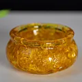 Bol de corne d'abondance en résine ambrée avec motifs de fortune et détails floraux - 6x6x3cm / Citrine