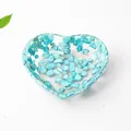 Plato de resina en forma de corazón con piedras turquesas para decoración hogar - Turquesa