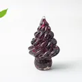 Artistic dark red resin Christmas tree figurine with elegant glossy spiral texture - Garnet