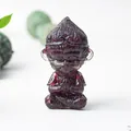 Deep reddish-brown resin Monkey King figurine in a peaceful meditative sitting pose - Garnet